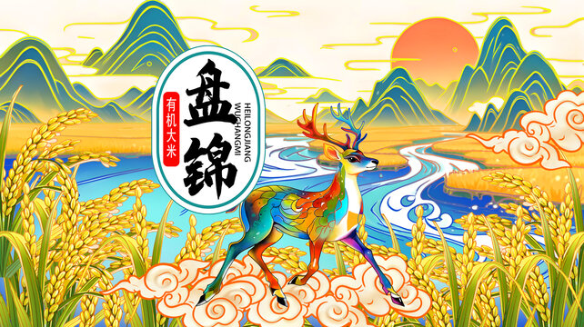 盤(pán)錦大米插畫(huà)