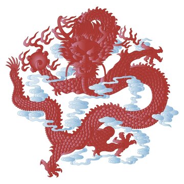 矢量傳統(tǒng)紋飾紅龍紋樣