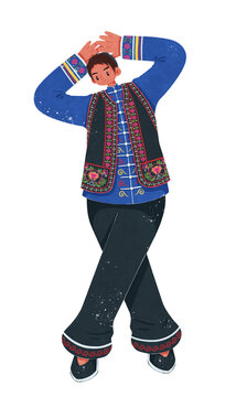 彝族楚雄型傳統(tǒng)服飾男子