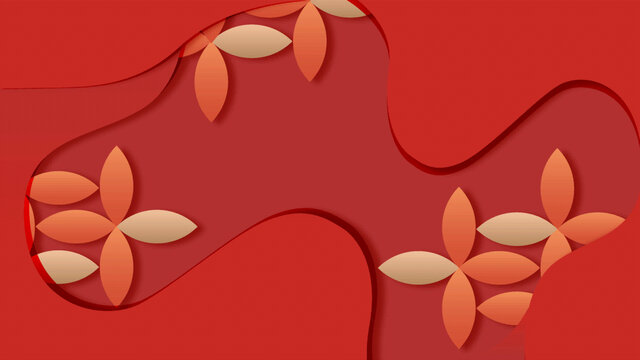 矢量時尚幾何剪紙窗花紅色背景