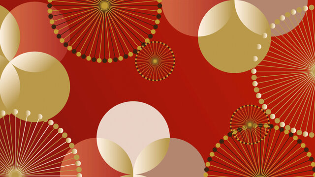 新中式現(xiàn)代幾何時尚紅色矢量插畫背景