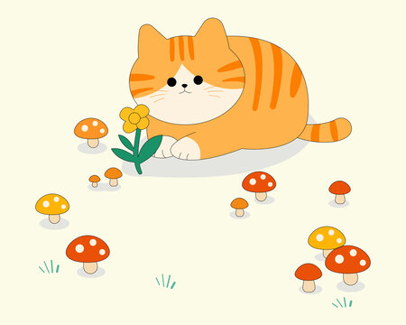 可愛鮮花小貓咪