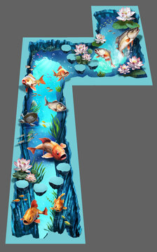 3D地面畫海底魚