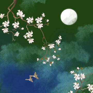 玉蘭花鳥(niǎo)圖
