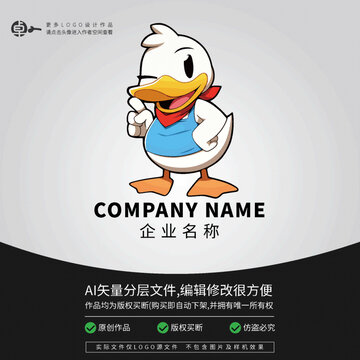 鴨子可愛動物卡通LOGO