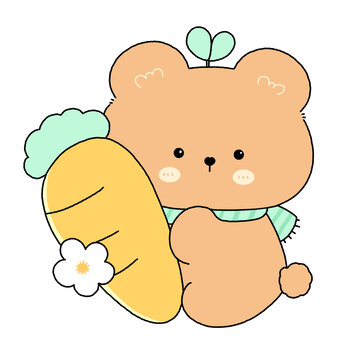 小熊抱著胡蘿卜卡通圖案