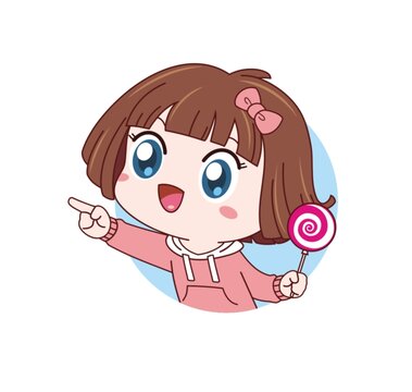 卡通可愛女孩拿棒棒糖頭像矢量圖