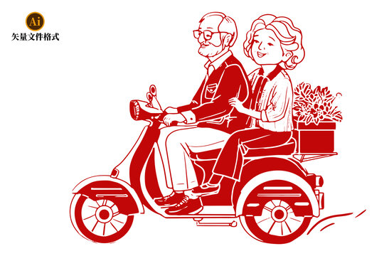 騎摩托車的老年人