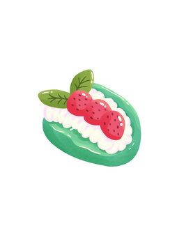 草莓牛油果蛋糕美食甜品