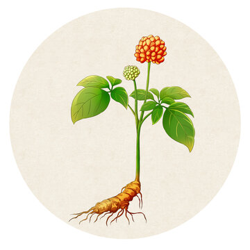 三七中草藥插畫