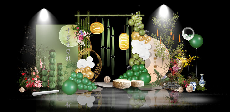 綠粉南洋風(fēng)婚禮效果圖