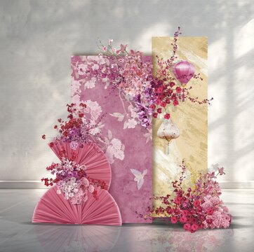粉色婚房訂婚宴布置