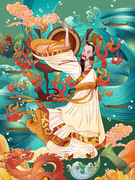 國潮古風(fēng)人物文學(xué)家屈原天問
