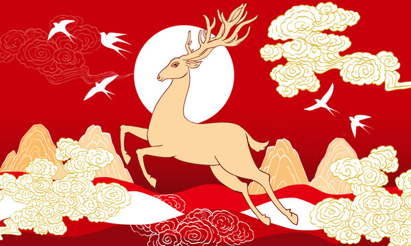 鹿插畫