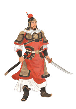 古代名人將軍水彩插畫