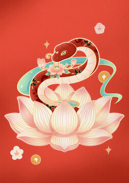 蛇年春節(jié)卡通插畫