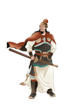古代名人將軍英雄水彩插畫