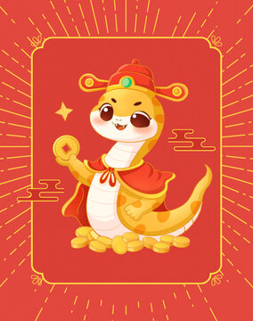 蛇年春節(jié)卡通插畫(huà)