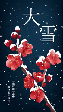 雪冬天梅花大雪小雪大寒小寒