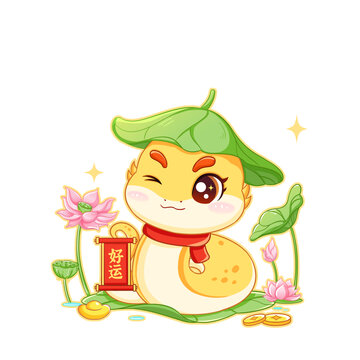 蛇年ip插畫好運(yùn)連連