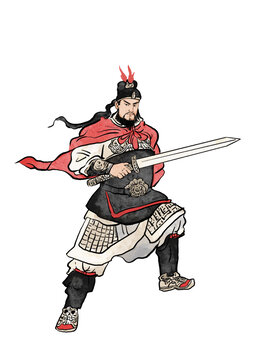 古代名人將軍英雄水彩插畫