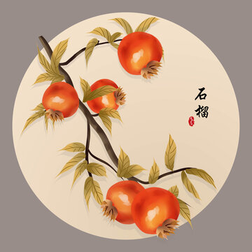 石榴裝飾畫