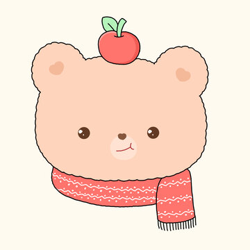 卡通小熊頭像插畫
