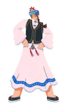 錫伯族服飾少女