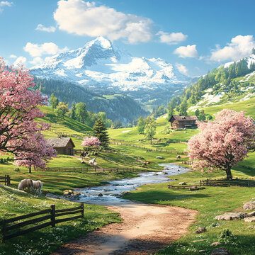 唯美山村風景