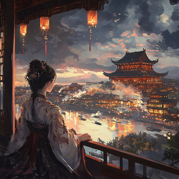 亭臺(tái)樓閣女