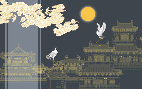 古建筑背景墻