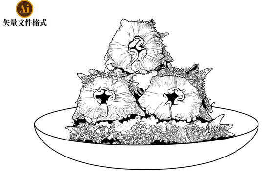 海參切片矢量插畫