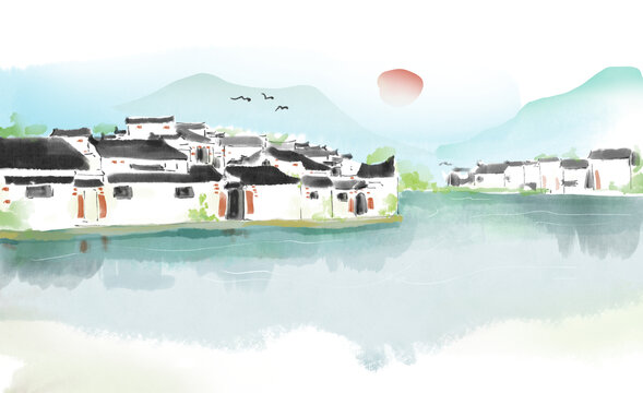 水墨江南水墨畫(huà)