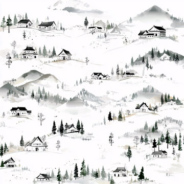 國畫雪景