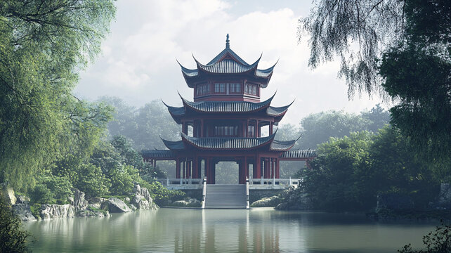 中式塔樓公園