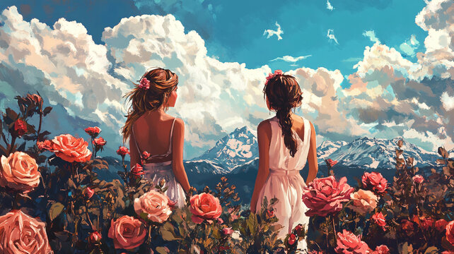 女孩風(fēng)景畫