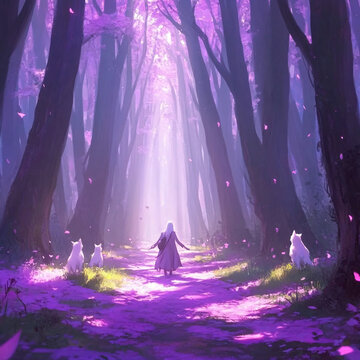 紫色森林主題場景