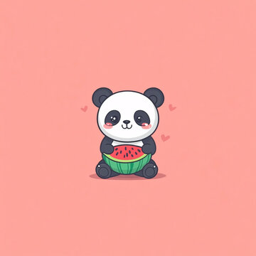吃西瓜的熊貓