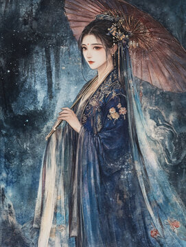 古風紅傘美女