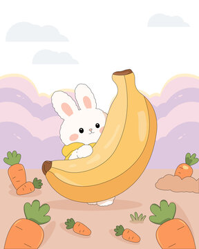 抱著香蕉小白兔