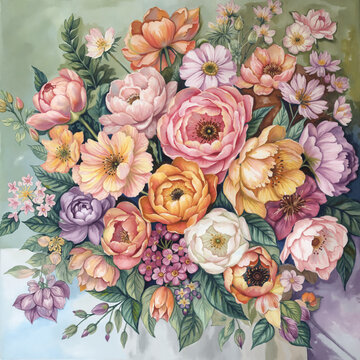 魅力花卉油畫圖
