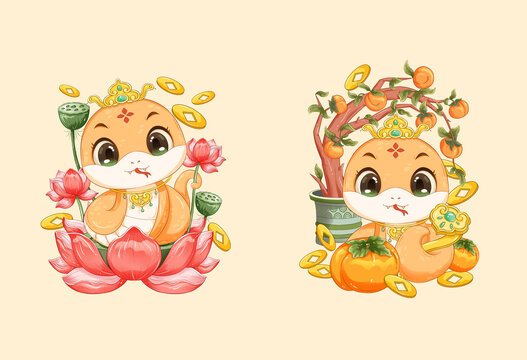 蛇年卡通插畫