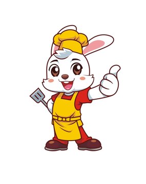卡通可愛小兔廚師矢量圖