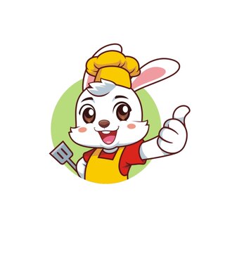 卡通可愛小兔廚師頭像矢量圖