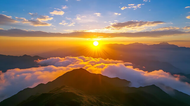 云海之上霞光滿山