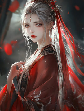 紅衣少女設(shè)計古風