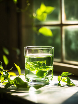 飲料杯子綠色植物