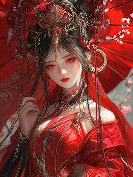 紅衣少女設(shè)計古風