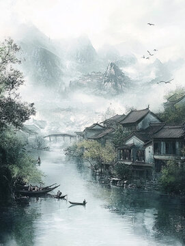 古風(fēng)山水場(chǎng)景