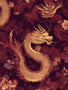 龍國(guó)潮印花圖案